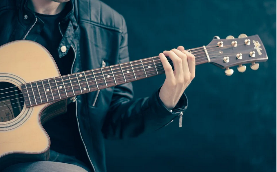 an acoustic guitar
